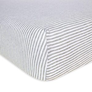 Burt’s Bees Baby - Fitted Crib Sheet (Heather Grey Thin Stripes)