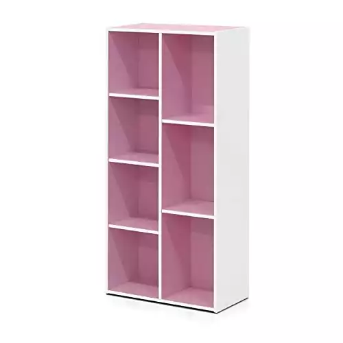 White and Pink 7-Cube Reversible Open Shelf