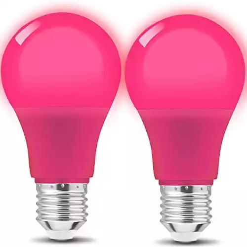 A19 5 Watt LED Pink Light Bulbs Ambiance Decor - 2 Pack