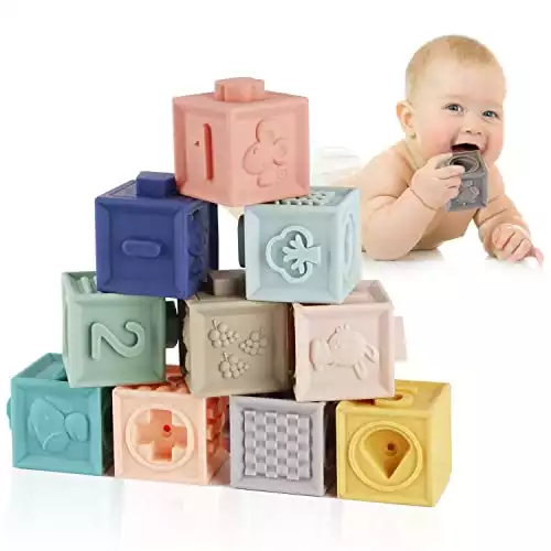 Soft Building Blocks Baby Toys with Numbers, Animals, Shapes, and Textures