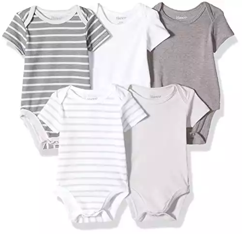 Hanes Ultimate Baby Flexy 5 Pack Short Sleeve Onsies