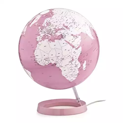 12-inch Illuminated Decorative Desktop Globe (Pink)