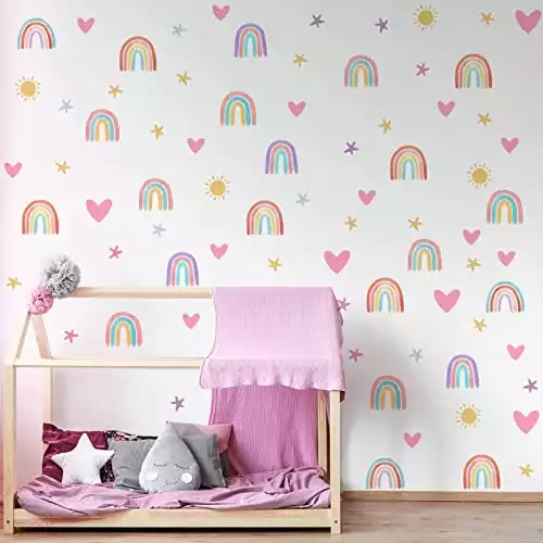 Small Pink Rainbow Wall Decal For Nursery