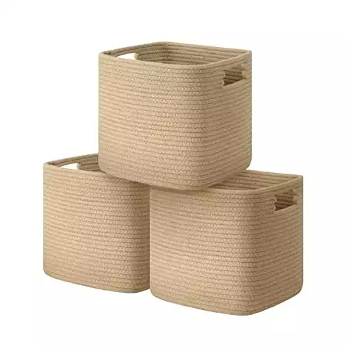 Set of 3 Woven Cotton Rope Decorative Storage Baskets