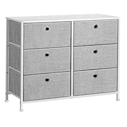 3-Tier Diaper Storage Dresser with 6 Easy Pull Fabric Drawers