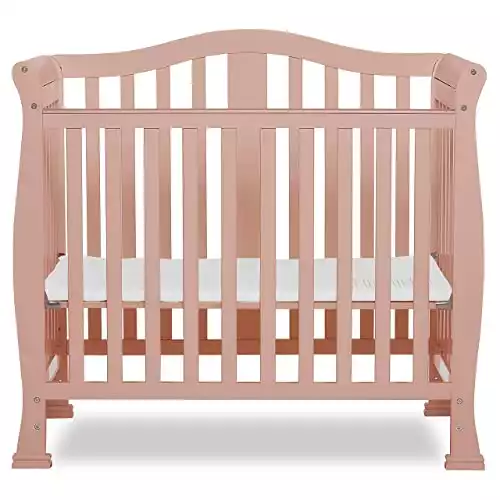 Dream On Me Addison 4-in-1 Convertible Mini Crib in Dusty Pink