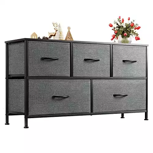 Dresser with 5 Fabric Drawers for Nursery